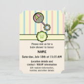 単純甘いガラガラ赤ちゃんシャワー招待状 招待状 (スタンド正面)