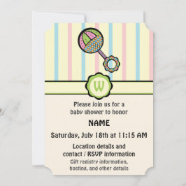 単純甘いガラガラ赤ちゃんシャワー招待状 招待状