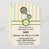 単純甘いガラガラ赤ちゃんシャワー招待状 招待状 (正面/裏面)