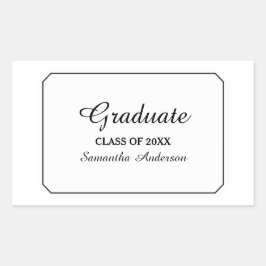 単純白エレガントの卒業ステッカー 長方形シール
