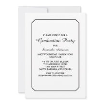 単純白エレガント卒業党招待状