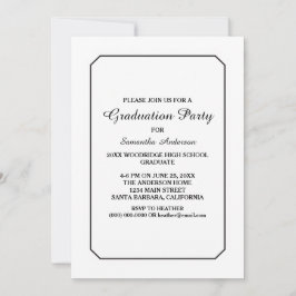 単純白エレガント卒業党招待状 招待状