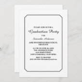単純白エレガント卒業党招待状 招待状 (正面/裏面)