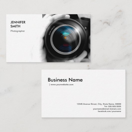 単純白黒カメラカメラレンズ 名刺 (正面/裏面)