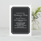 単純黒卒業エレガントパーティー招待状 招待状 (スタンド正面)