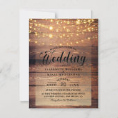 単素朴なる自然木の光ストリングズ結婚ーズ 招待状 (正面)