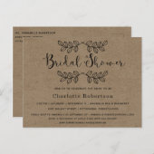 単素朴にクラフトブライダルシャワー招待 ポストカード (正面/裏面)