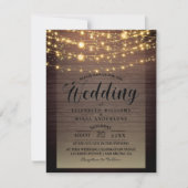 単素朴材ダークライトストリン結婚グ 招待状 (正面)