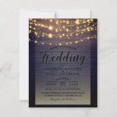 単素朴材ダークライトストリン結婚グ 招待状 (正面)
