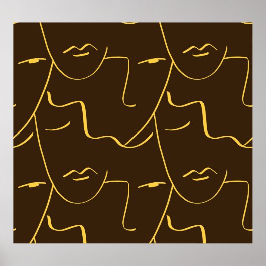 単線スケッチ顔パターン ポスター (正面)