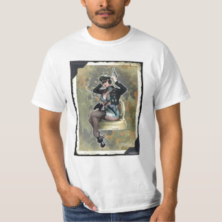 単美しいヴィンテージの女の子が付いている人のTシャツ Tシャツ