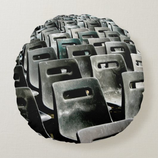 単色のグレーチェア ラウンドクッション (正面)