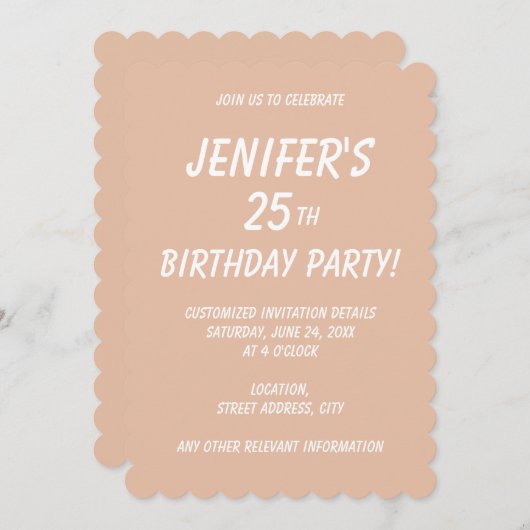 単色のプレーンなカシミアベージュ 招待状 (正面/裏面)