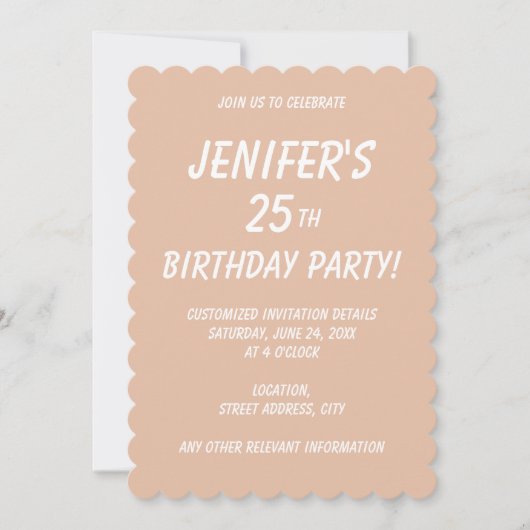 単色のプレーンなカシミアベージュ 招待状 (正面)