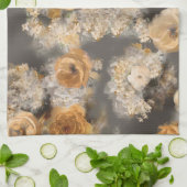 単色の水彩の黄金色の装飾花 キッチンタオル (折り畳み)