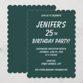 単色の濃いエメラルドグリーン 招待状 (正面/裏面)