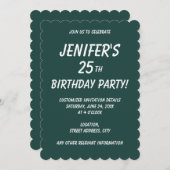 単色の無地の濃いエメラルドグリーン 招待状 (正面/裏面)