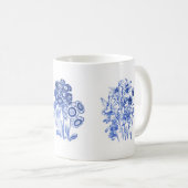 単色の花デルフトブルー コーヒーマグカップ (正面右)