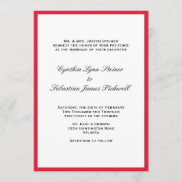 単色の赤いブラック縁ど結婚式招待状 招待状