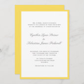 単色の黄色のグ縁どレーの結婚式招待状 招待状 (正面/裏面)