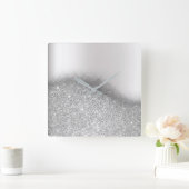 単色グリッター銀グレー金ミニマル属 スクエア壁時計 (ホーム)