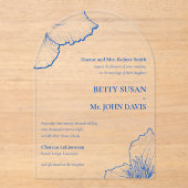 単色サファイアクレマチスミニマル結婚リスト アクリル招待状 (正面)