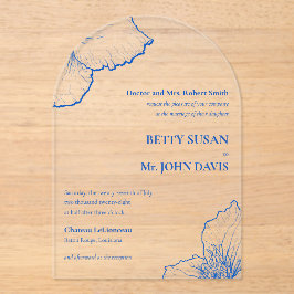 単色サファイアクレマチスミニマル結婚リスト アクリル招待状