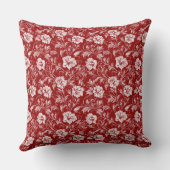 単色バロックのフローラルパターン、白の赤 クッション (裏面)