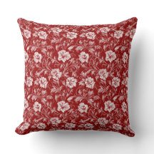 単色バロックのフローラルパターン、白の赤