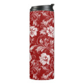 単色バロックのフローラルパターン、白の赤 タンブラー (回転左)