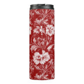 単色バロックのフローラルパターン、白の赤 タンブラー (裏面)
