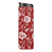 単色バロックのフローラルパターン、白の赤 タンブラー (回転右)