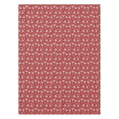 単色バロックのフローラルパターン、白の赤 テーブルクロス (正面)