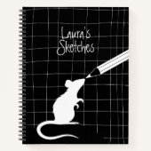 単色ミニマルモダン白黒ラットマウス ノートブック (正面)