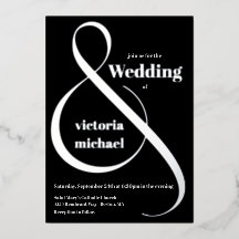 単色モダンアンパサンド箔招待状