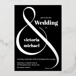 単色モダンアンパサンド箔招待状 箔招待状