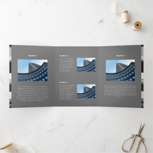 単色座標素晴らしフラット横ストライプ面 三つ折りカード (内部)