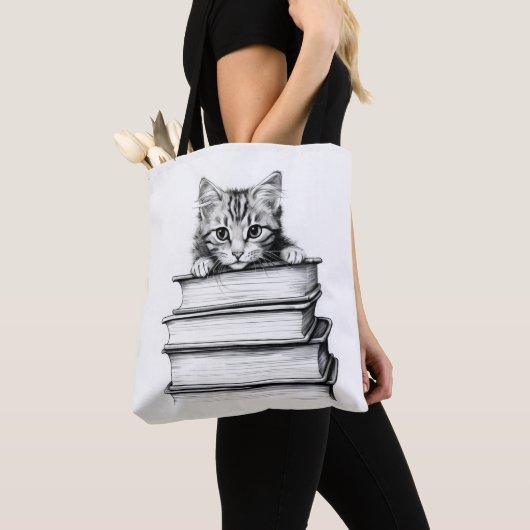 単色本の子猫 トートバッグ (クローズアップ)
