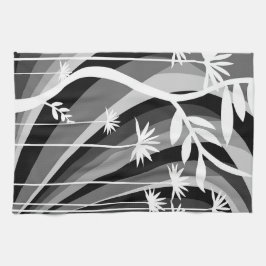 単色植物プリント キッチンタオル