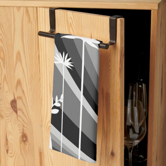 単色植物プリント キッチンタオル (三つ折り)