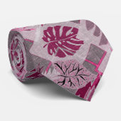 単色熱帯植物パッチワーク ネクタイ (ロール)