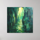 単色緑の抽象芸術経路（アーチウェイ付） キャンバスプリント (正面)