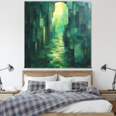 単色緑の抽象芸術経路（アーチウェイ付） キャンバスプリント (インサイチュ (寝室))