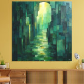 単色緑の抽象芸術経路（アーチウェイ付） キャンバスプリント (インサイチュ (リビング))