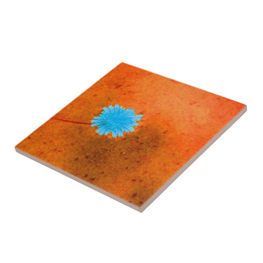 単色薄青の花 タイル (側面)