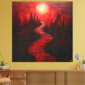 単色赤抽象芸術街並み経路付き キャンバスプリント (インサイチュ (リビング))