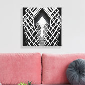 単色階段：コントラストの吹き抜け キャンバスプリント (インサイチュ (リビング))