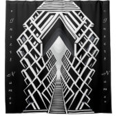 単色階段：コントラストの吹き抜け シャワーカーテン (正面)