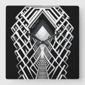 単色階段：コントラストの吹き抜け スクエア壁時計 (正面)