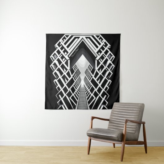 単色階段：コントラストの吹き抜け タペストリー (インサイチュ)